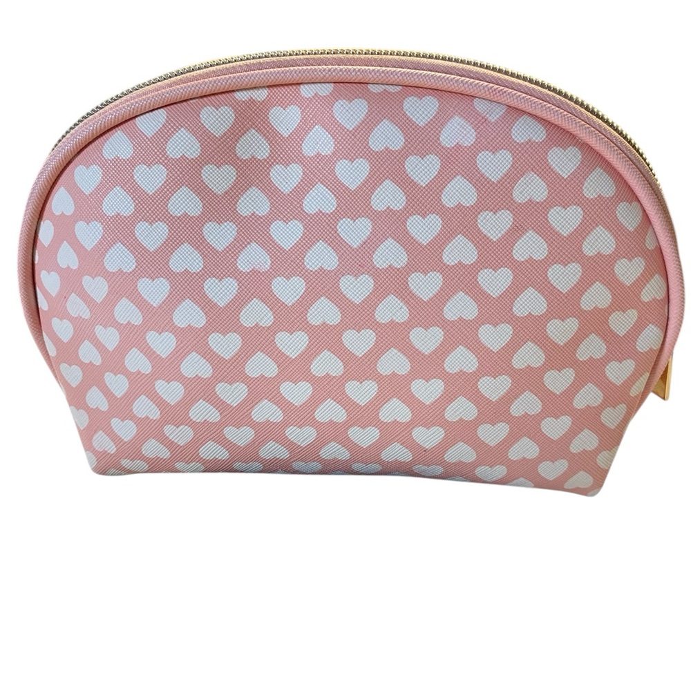 Clementine and Jane Pink Heart Pattern Cosmetic Bag